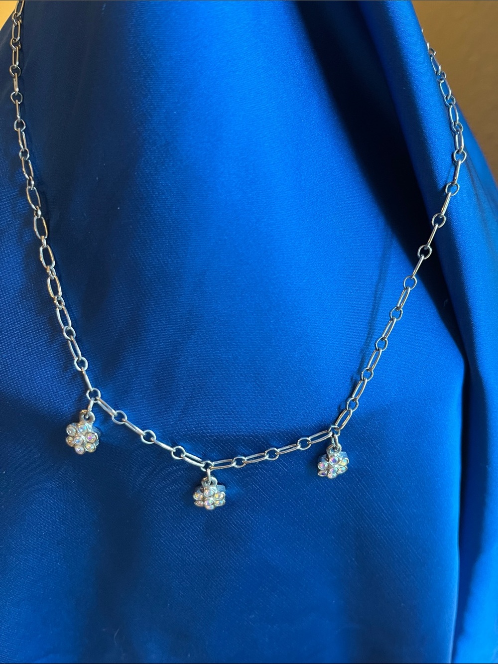 Kirks Folly Silver-Tone Flower Necklace with Multicolor Crystals